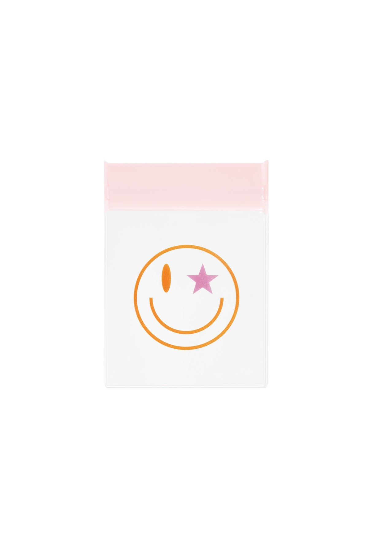 Roze sieraden zakjes met oranje smiley print en ster detail