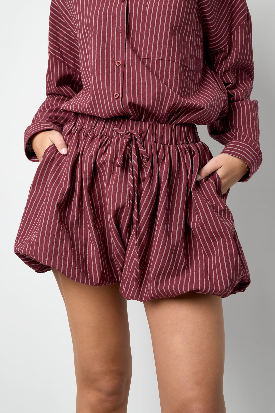 Woven Cotton Women's Shorts Casual Stripes