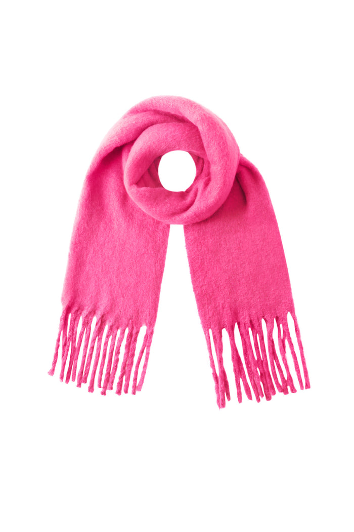 Fuchsia roze wintersjaal met franjes van polyester