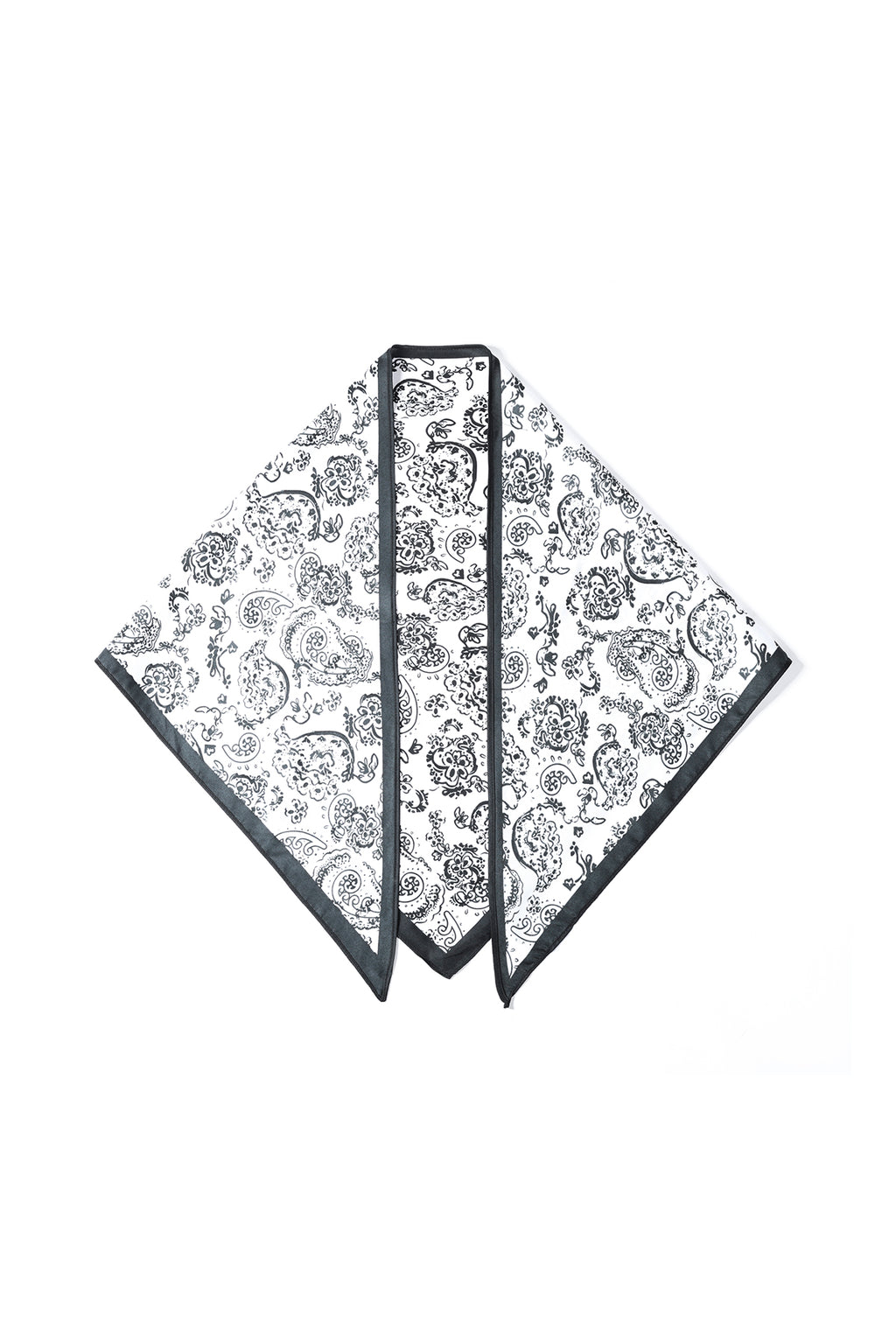 Zwart witte paisley sjaal van polyester met vierkante vorm en contrastrand