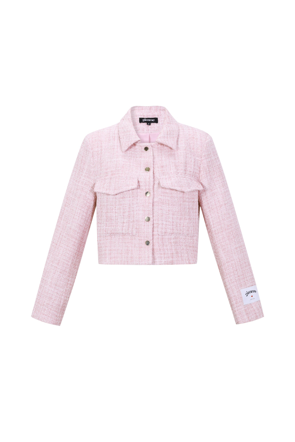 Roze geruite crop blazer met zwarte details