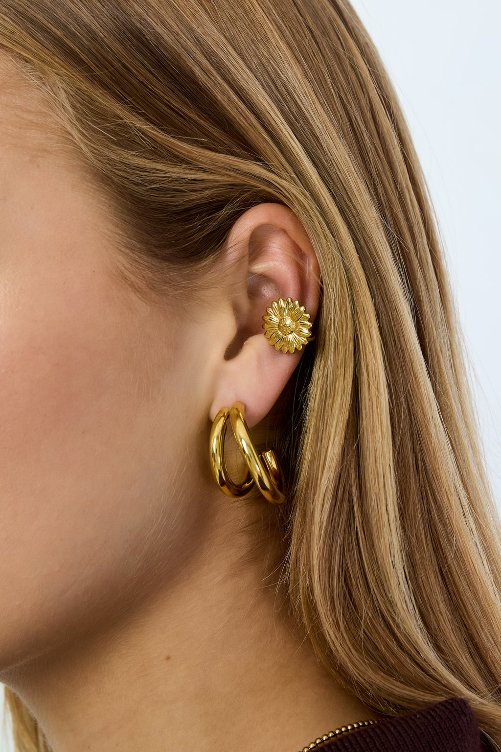 Stainless Steel Ear Cuffs Flower Casual Daily Simple Series Women's jewelry