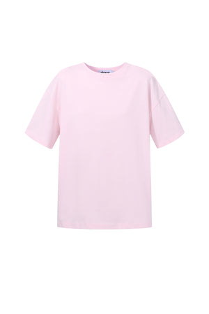 Roze oversized T-shirt van katoen met ronde hals en korte mouwen