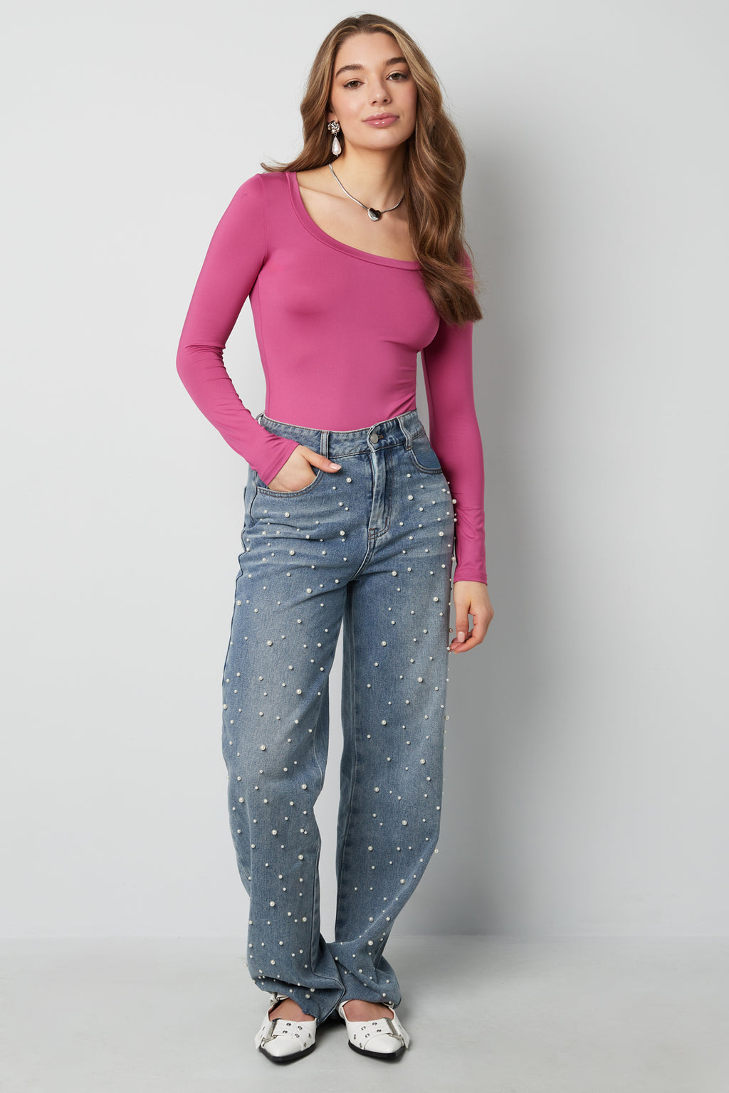Polyester Women's Long Sleeve Bodysuit High Stretch Form-Fitting