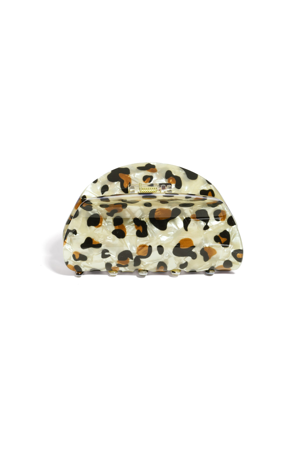 Khaki luipaardprint haarclip van acryl