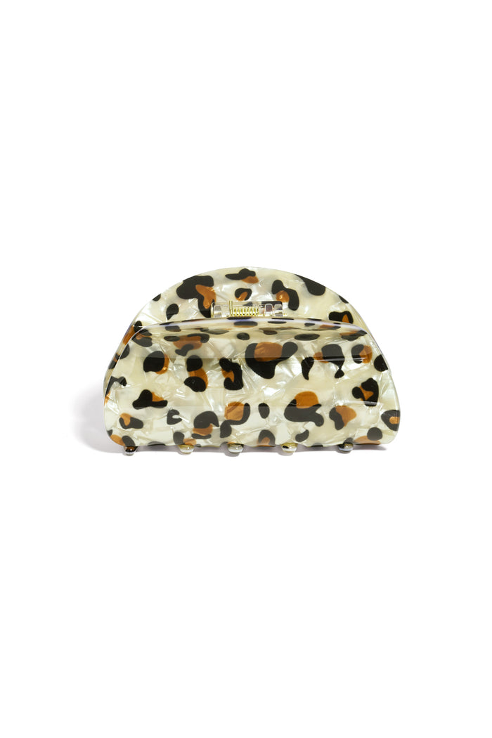 Khaki luipaardprint haarclip van acryl