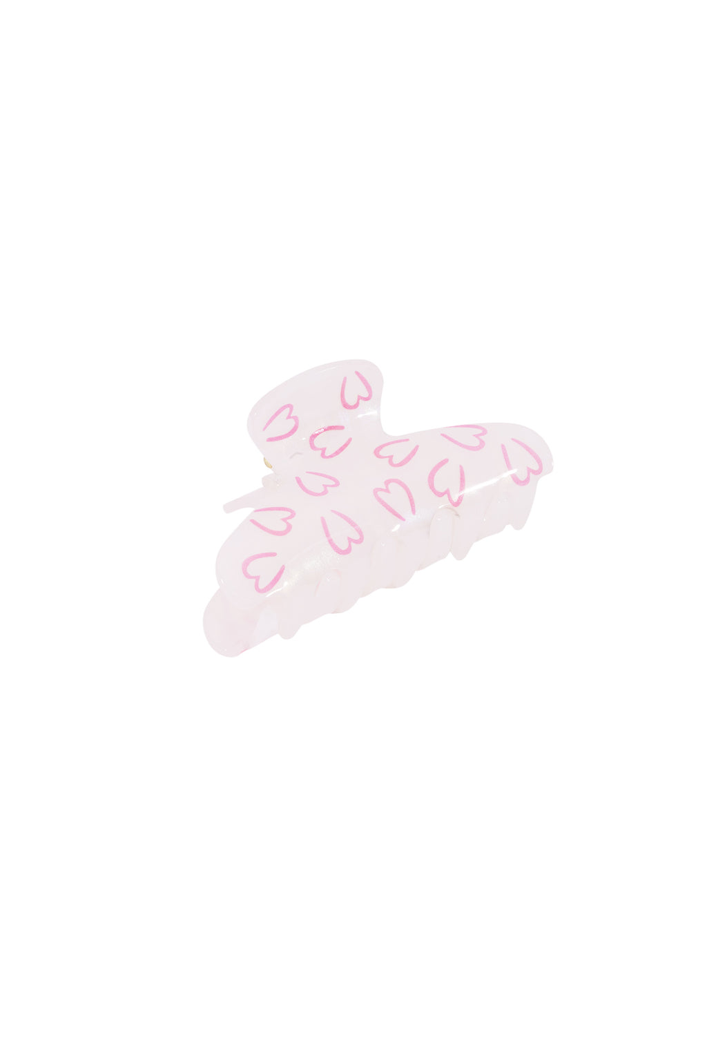 Transparante haarclip met kleine roze hartjes patroon