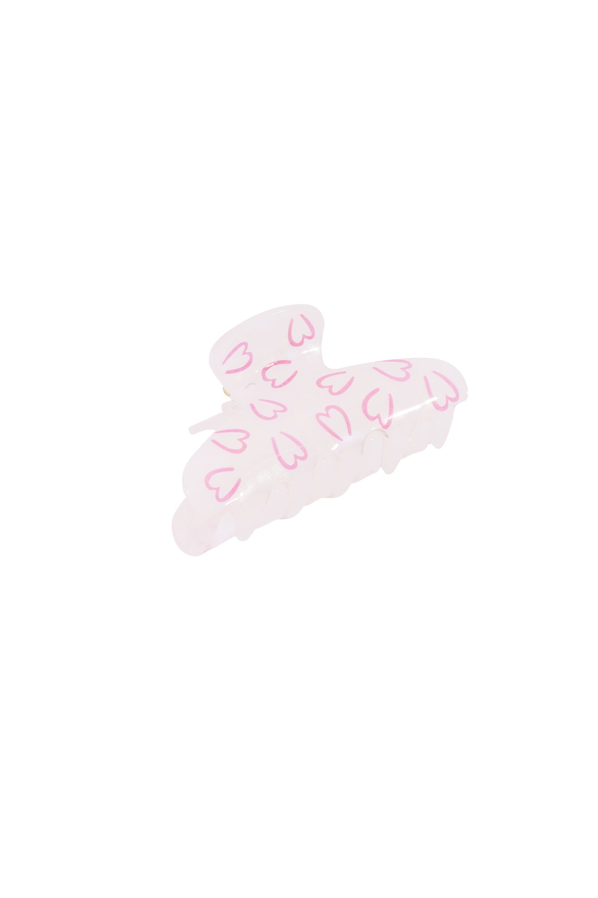 Transparante haarclip met kleine roze hartjes patroon