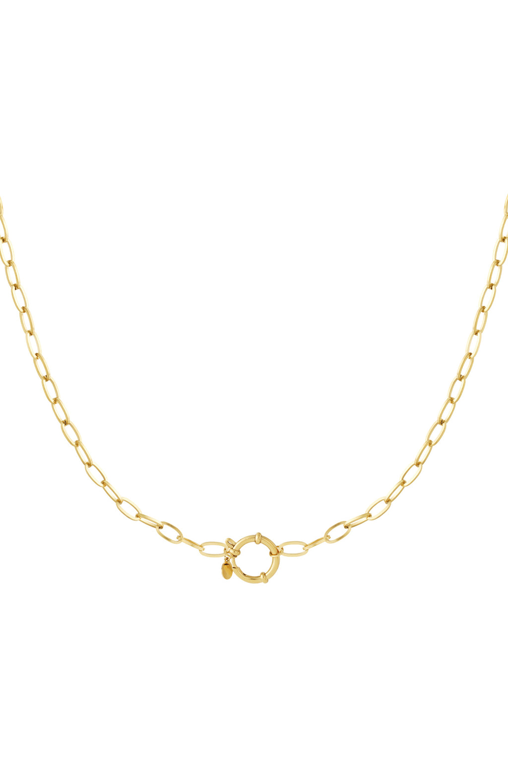Gouden schakelketting met knoop sluiting van roestvrij staal
