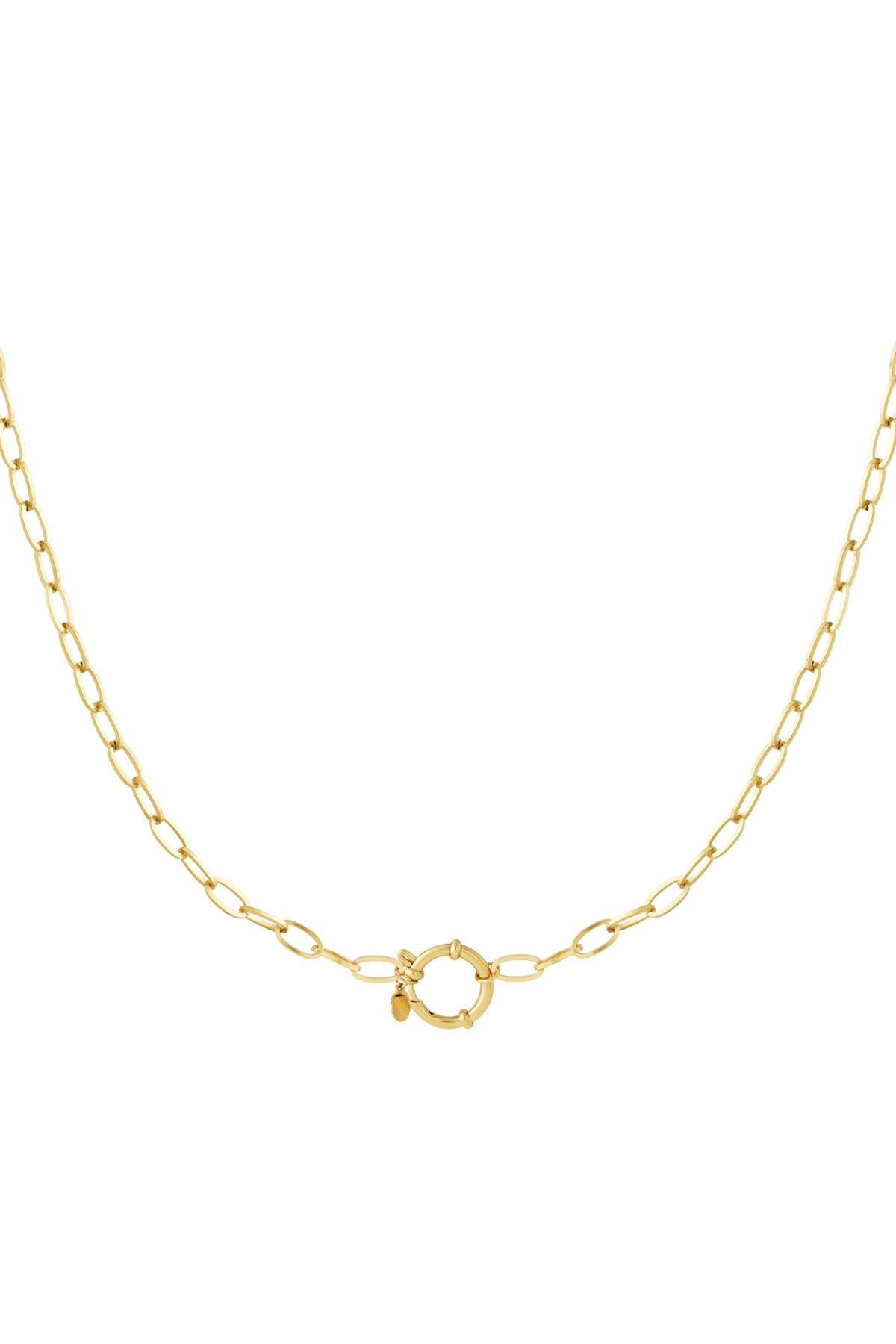 Gouden schakelketting met knoop sluiting van roestvrij staal
