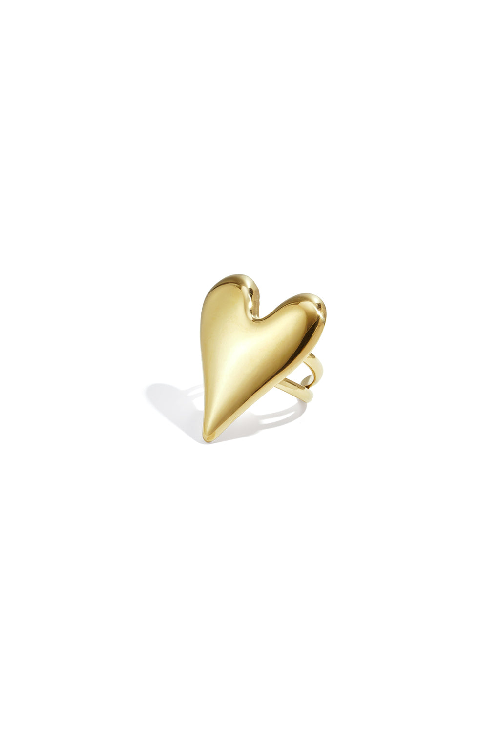 Gouden statement ring met groot hart motief van roestvrij staal