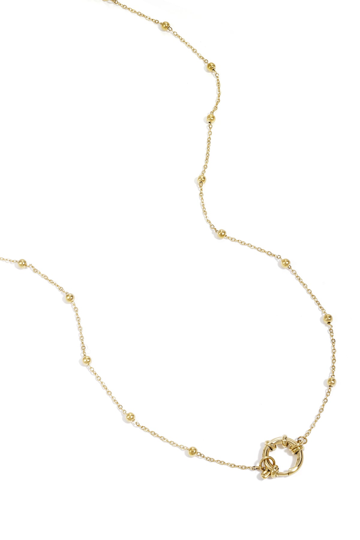 Goudkleurige schakelketting met kleine bolletjes en ronde sluiting
