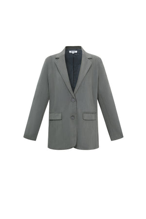 Grijze getailleerde blazer met klassieke revers en knoopsluiting