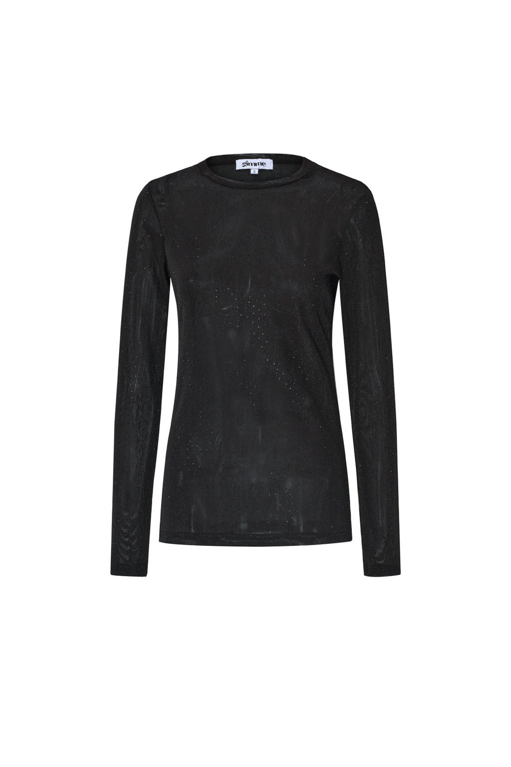 Zwarte doorschijnende mesh longsleeve met lange mouwen