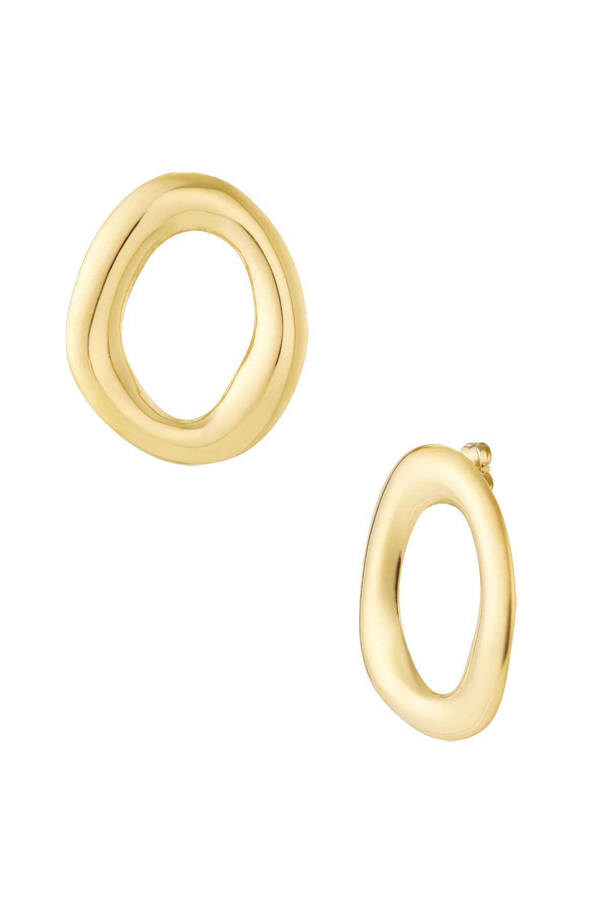 Zilverkleurige ovale stud oorbellen van roestvrij staal met hoogglans finish