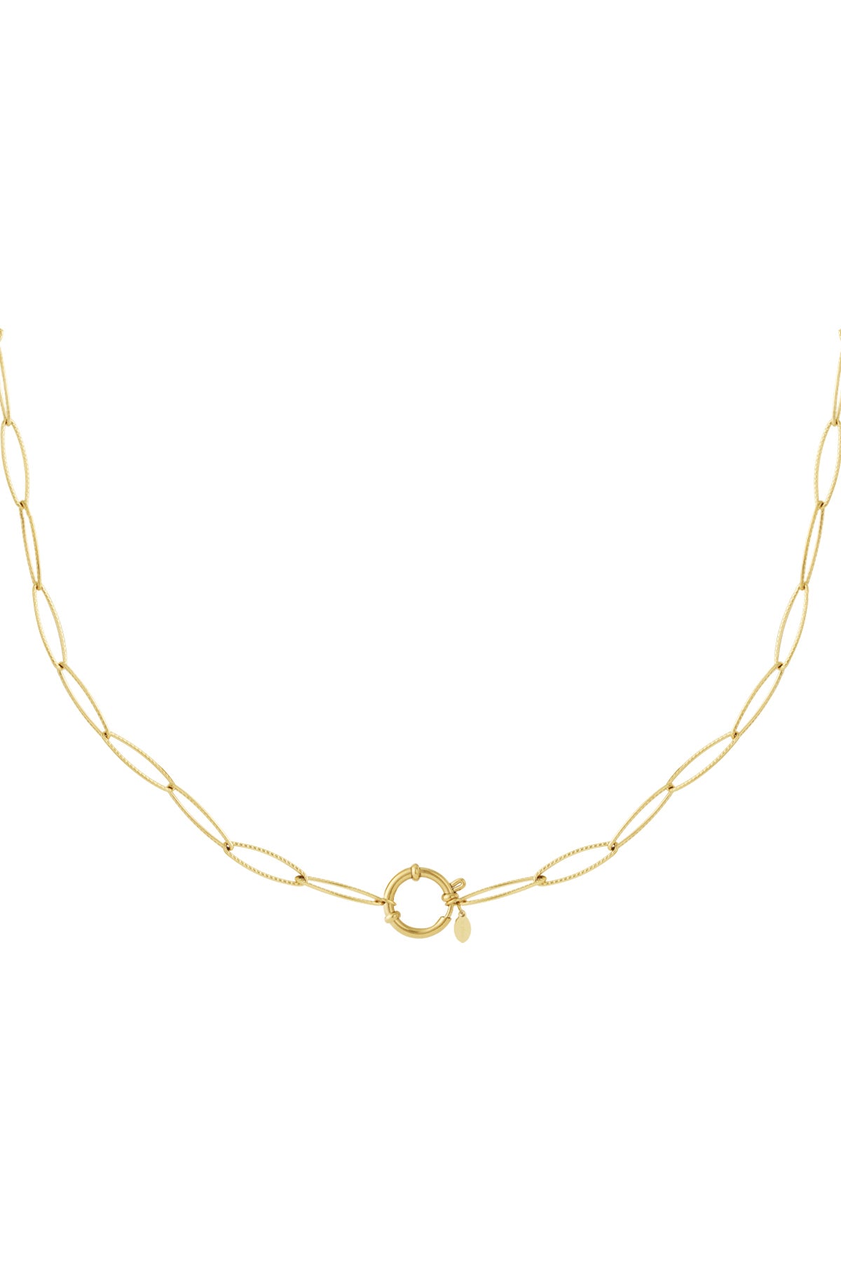 Gouden schakelketting met ronde cirkel sluiting van roestvrij staal