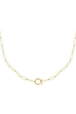 Gouden schakelketting met ronde cirkel sluiting van roestvrij staal