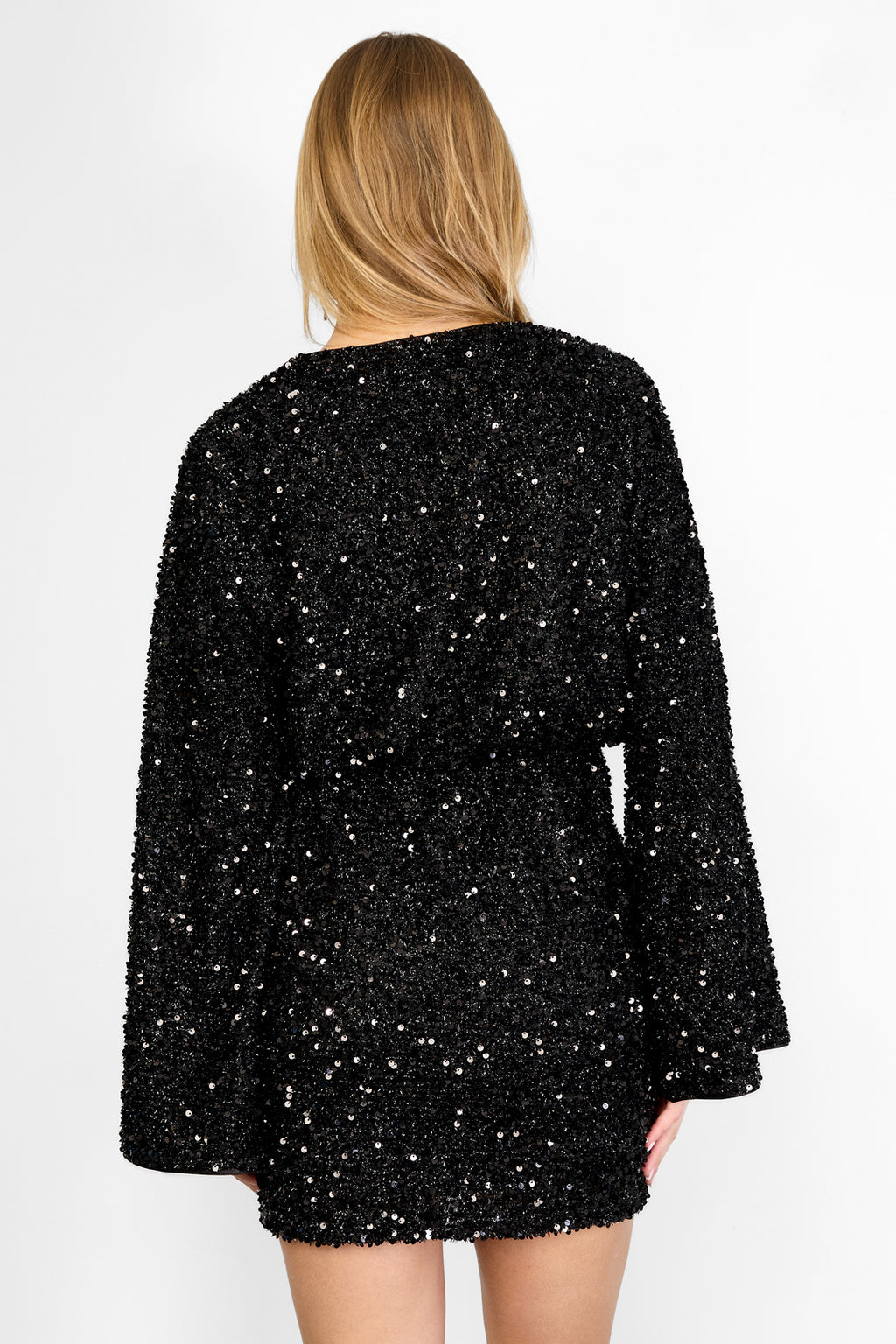 Woven Polyester Fiber Women's Mini Dress Elegant Sequins Fall/Winter