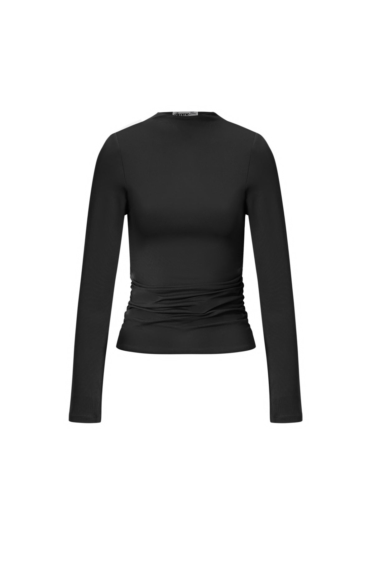 Zwarte fitted longsleeve top met gerimpelde textuur
