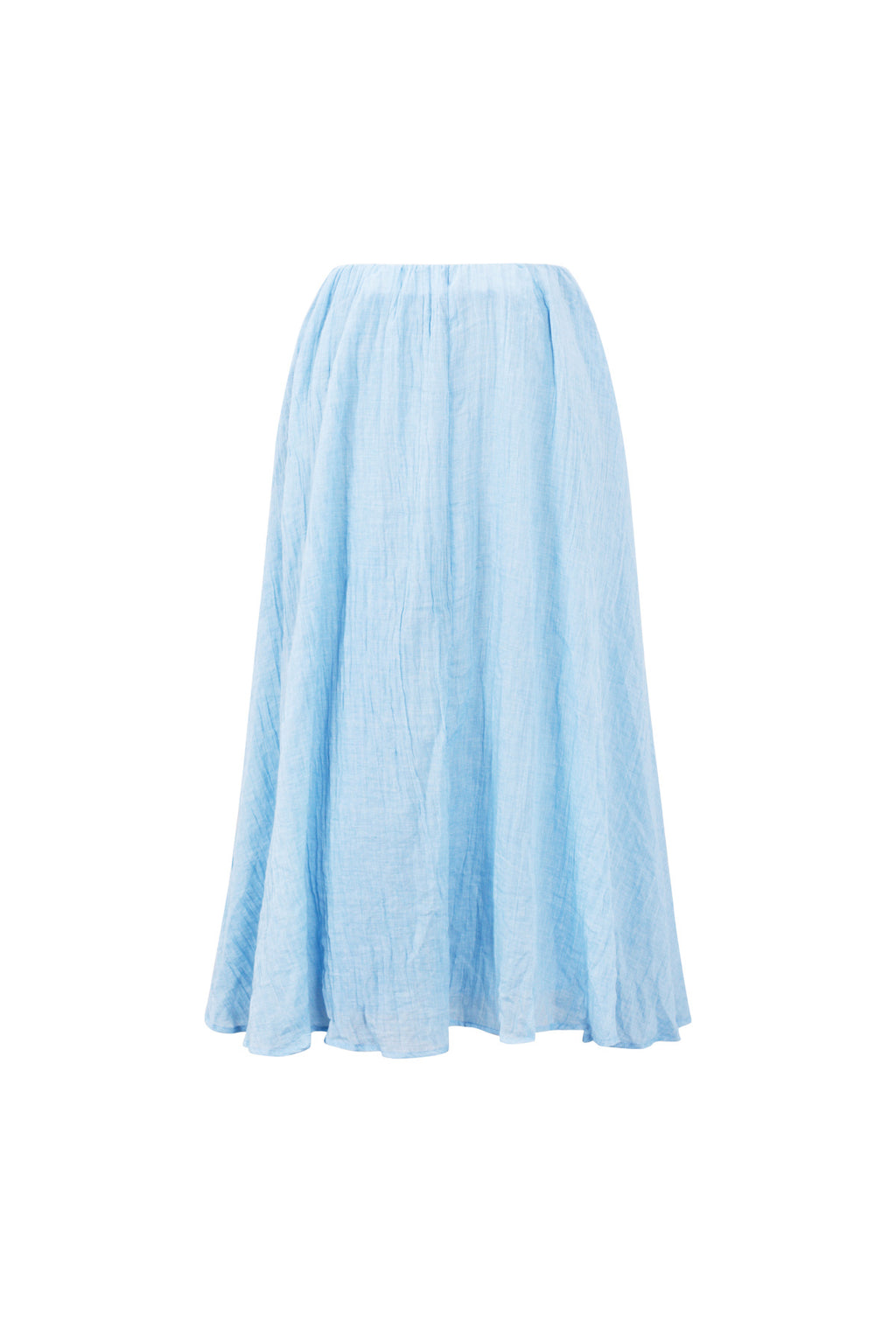 Lichtblauwe lange maxi rok van geweven polyester met elastische tailleband