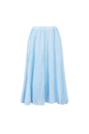 Lichtblauwe lange maxi rok van geweven polyester met elastische tailleband