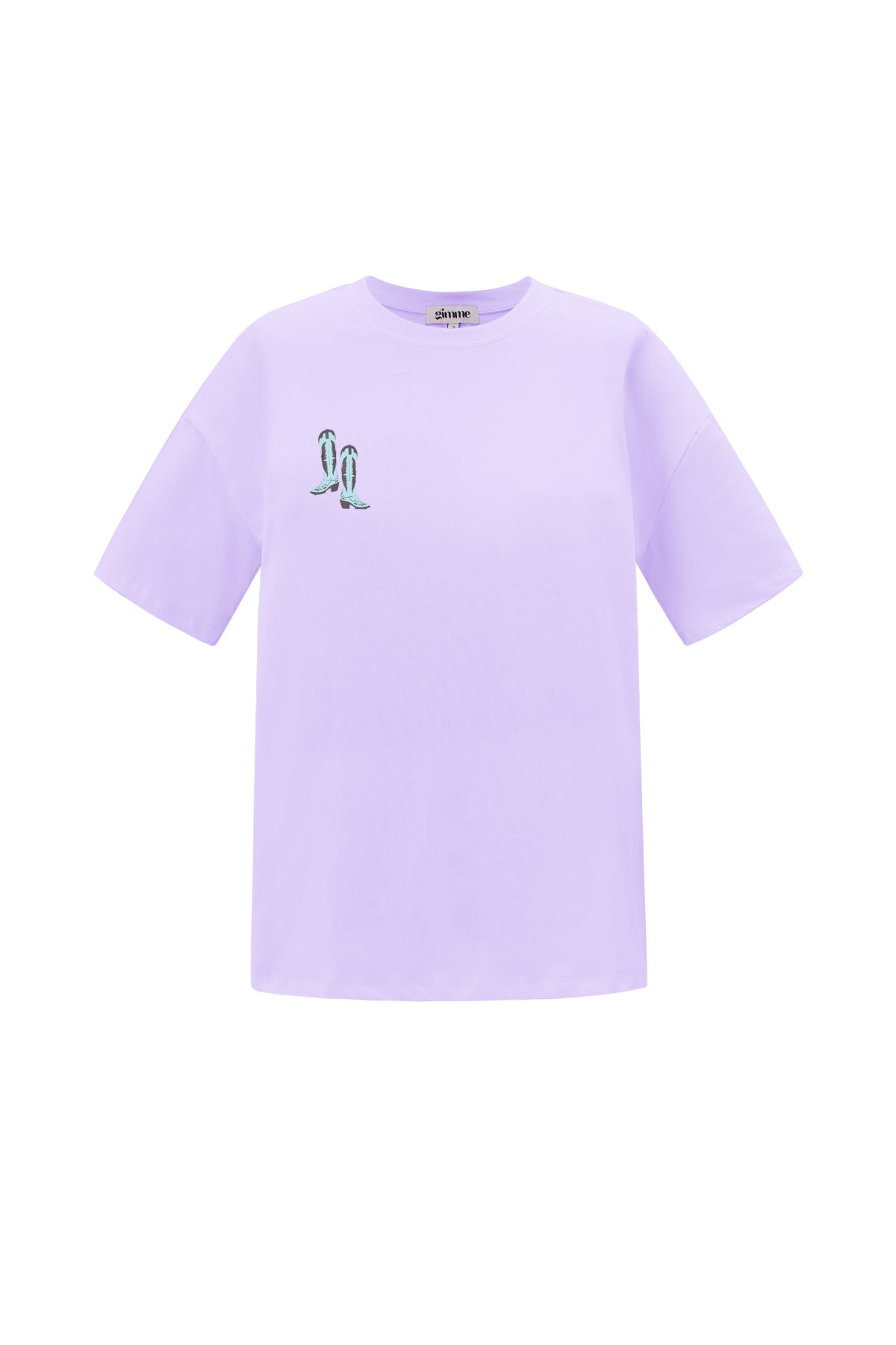 Lila katoen t-shirt oversized pasvorm met kleine cactus print