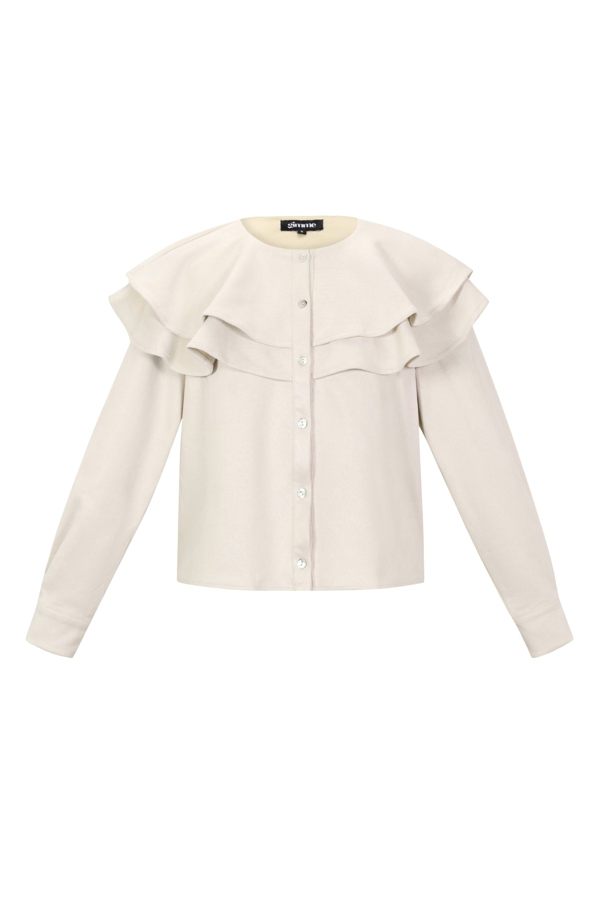 Crème polyester blouse met ruffle details op de schouders